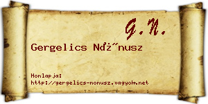 Gergelics Nónusz névjegykártya